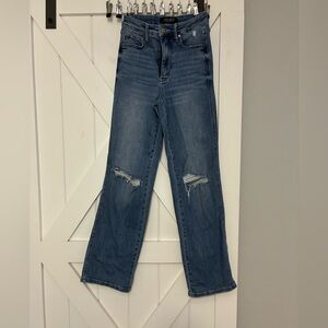 Judy Blue Distressed Straight Leg Jeans - Blue